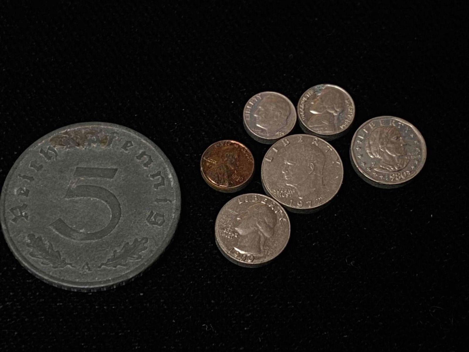 1940 German 5 Cent & Bonus Novelty Miniature American Coins (1 of 5)