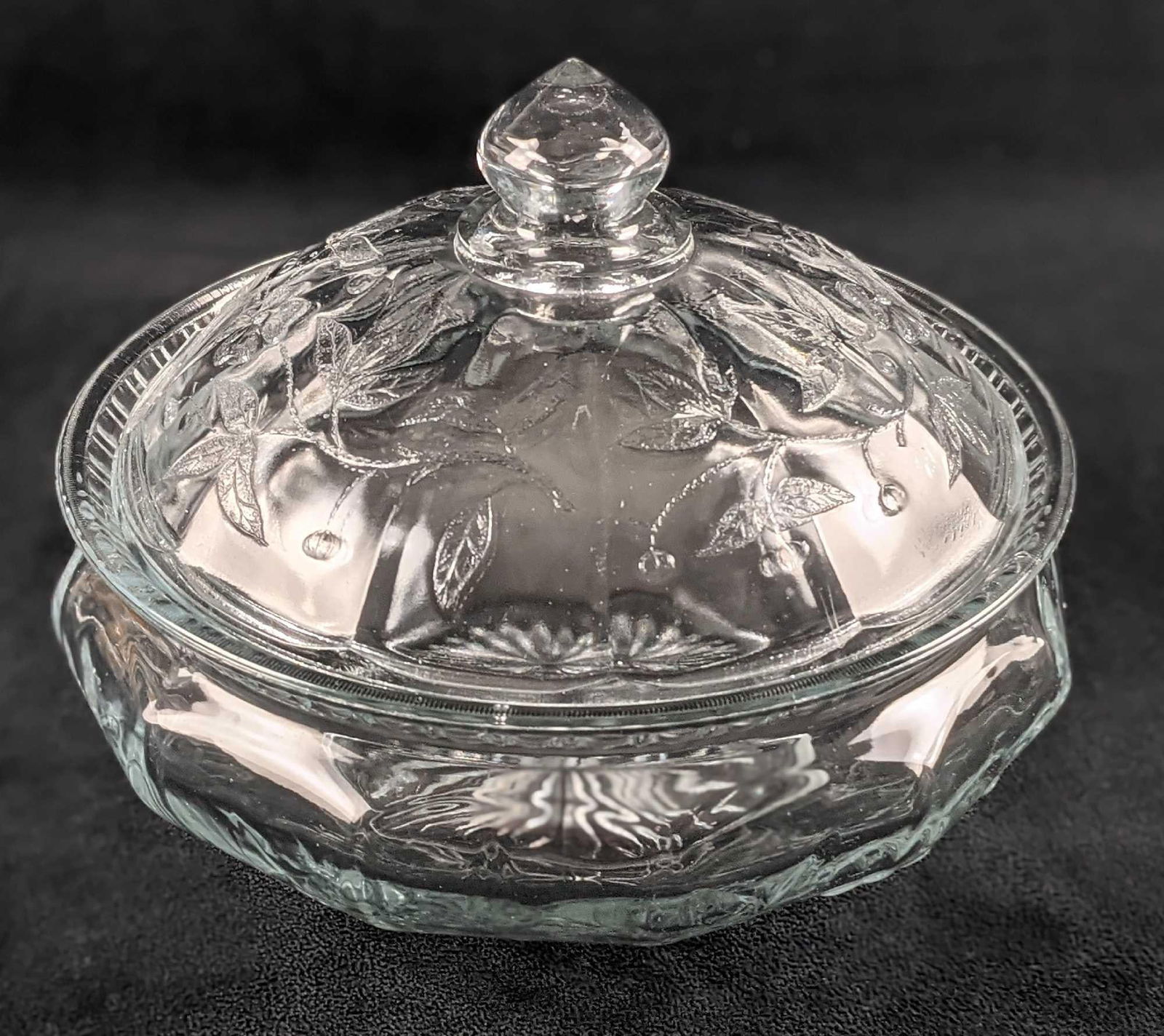 Covered Glass Bowl With Floral Design (1 of 7)