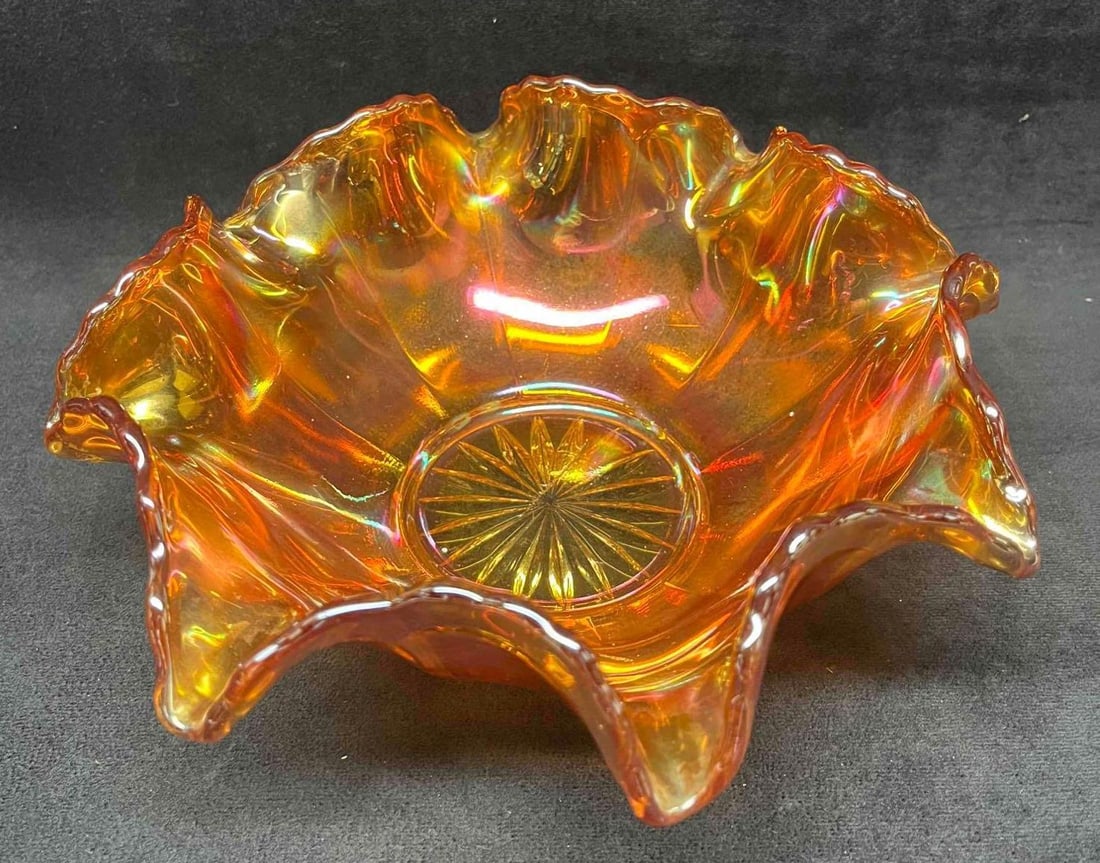 Vintage Marigold Carnival Glass Candy Dish (1 of 20)