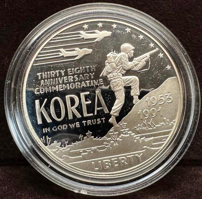 1991 P Korean War 38th Anniversary Silver Dollar: These coins have been tested and researched to the best of our ability prior to listing. Please view photos, as they are a part of the condition. DETAILS: Metal - .900 Silver Tested - Yes Size - 1.5&#