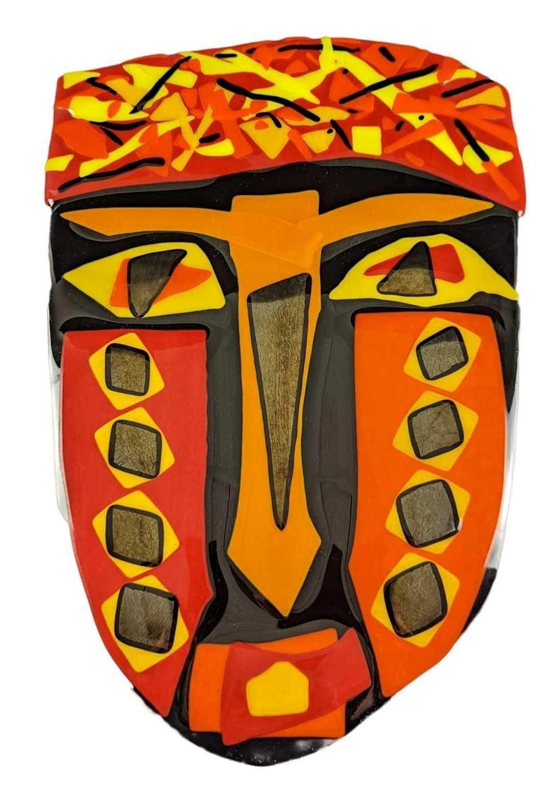 Bluegill Fused Art Glass Wall Colorful Mask (1 of 7)