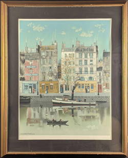 Michel Delacroix Paris Cityscape Framed Print: Michel Delacroix Paris Cityscape Framed Print This print is framed under what seems like plexiglass. This is a high-quality framed and matted print. The plexiglass is in good condition, the frame part