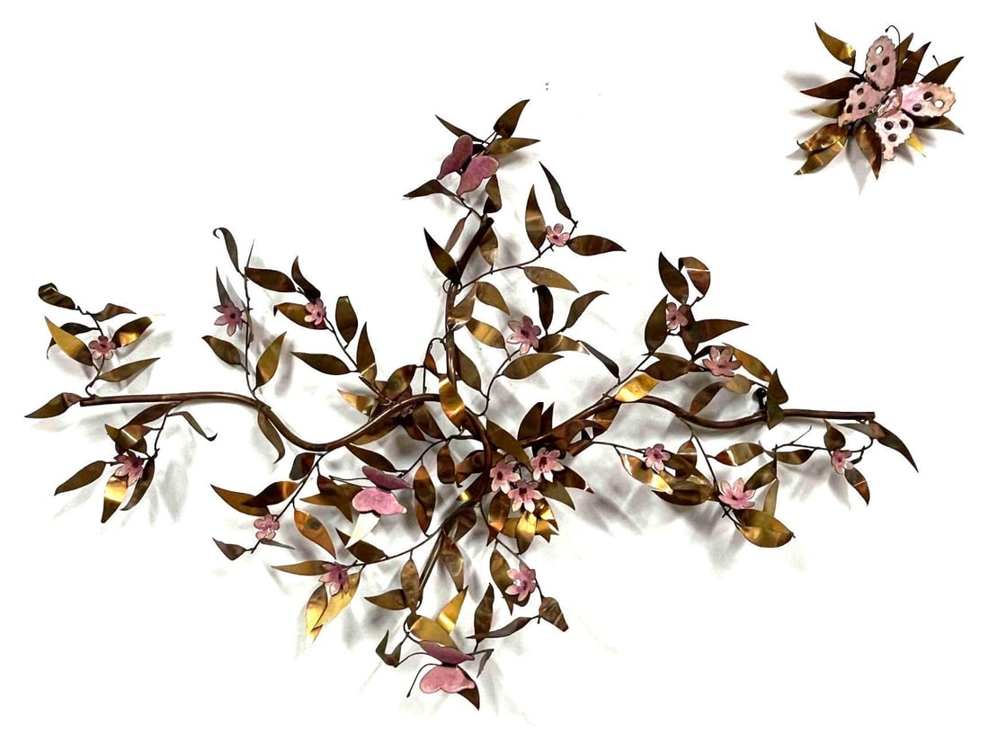 Handmade Copper Metal Art Butterfly Wall Scene Signed Lee (1 of 17)