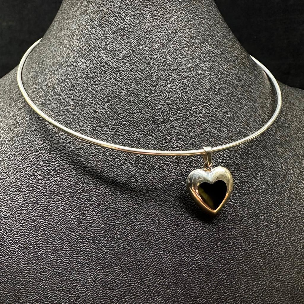 Sterling Silver Solid Necklace Heart Pendant (1 of 3)