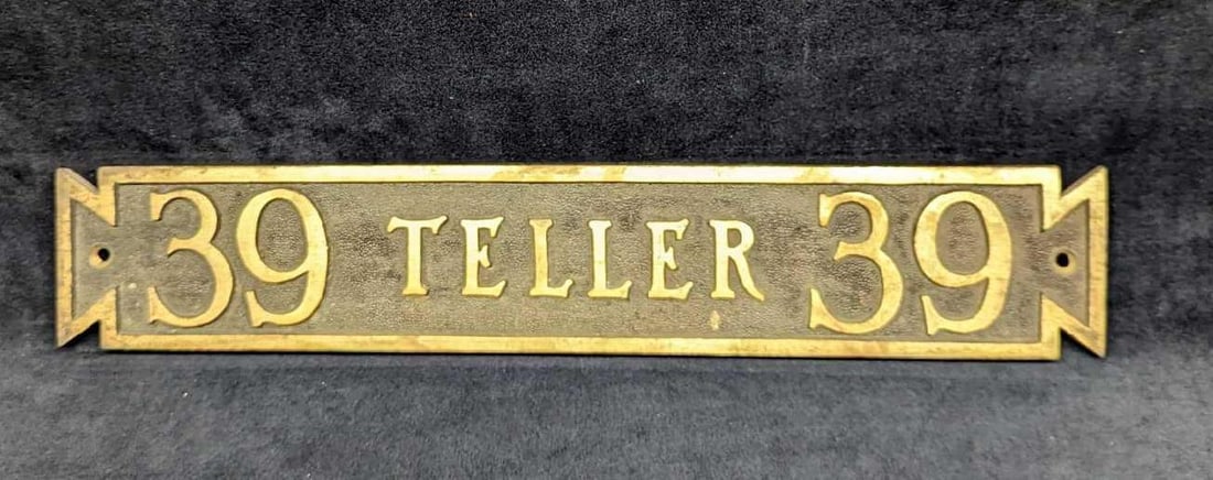 Vintage Brass Bank Teller Sign 39 (1 of 5)