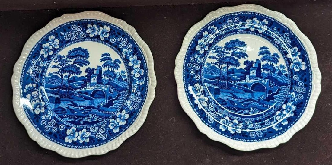 2 Retired Spode Blue Tower China Dinner Plates A (1 of 7)