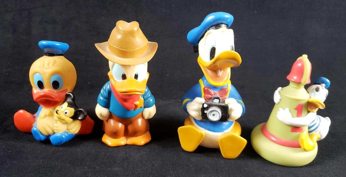 Disney Donald Duck Themed Rubber Ducks: Disney Donald Duck Themed Rubber Ducks. This set of Donald Duck themed rubber ducks is in good to great used condition. The set has several styles of Donald Duck from different periods. The rubber duc