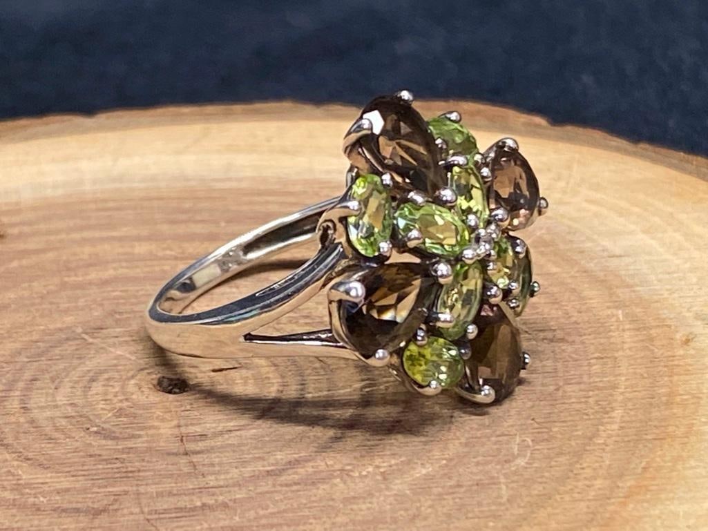 Sterling Silver Peridot & Smokey Quartz Ring (1 of 6)