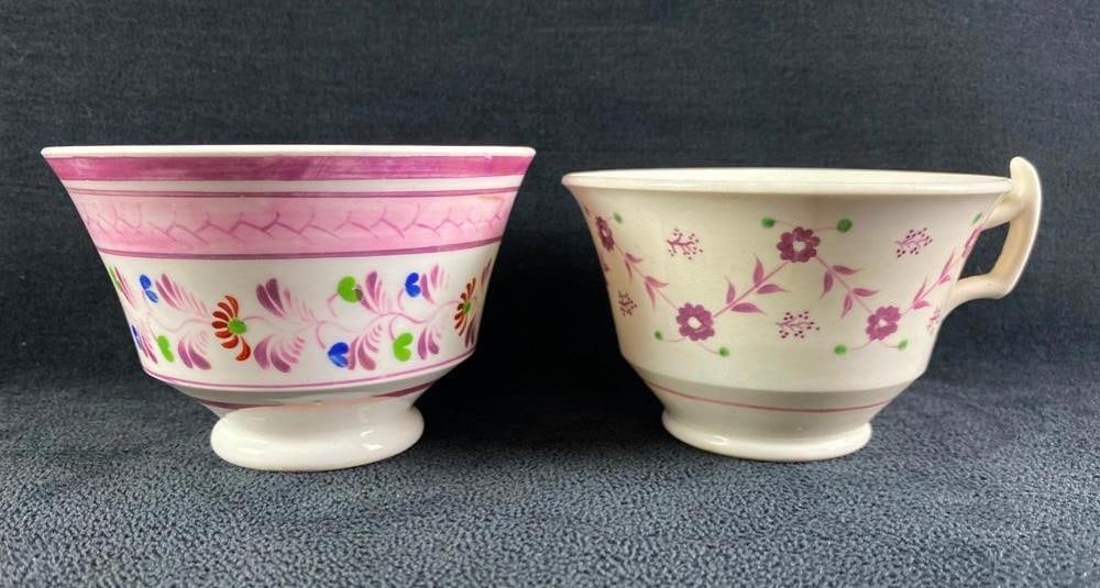2 Antique Pink Lustreware Tea Cups (1 of 4)