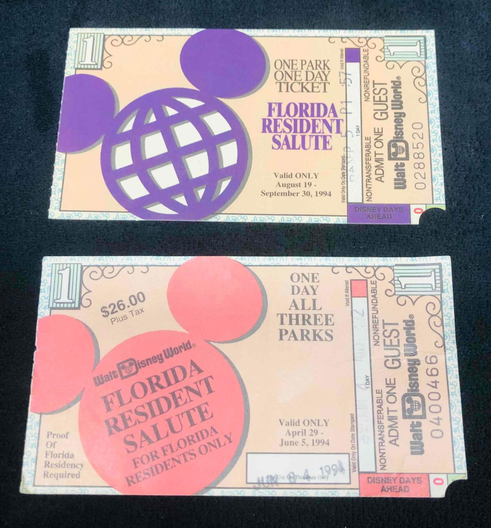 Vintage Disney Ticket Stubs 1994 (1 of 7)