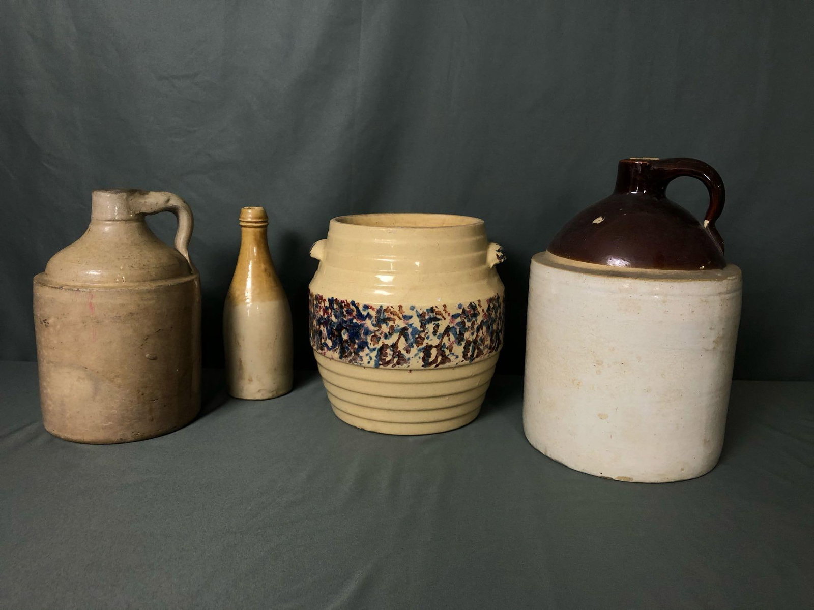Vintage Stone-wear Jug - Vase - Bottle: Vintage Stone-wear Jug - Vase - Bottle.This lot is in good condition with a couple chips but no cracks.Great for decorating or add to your collection . Total weight is 16 lbs