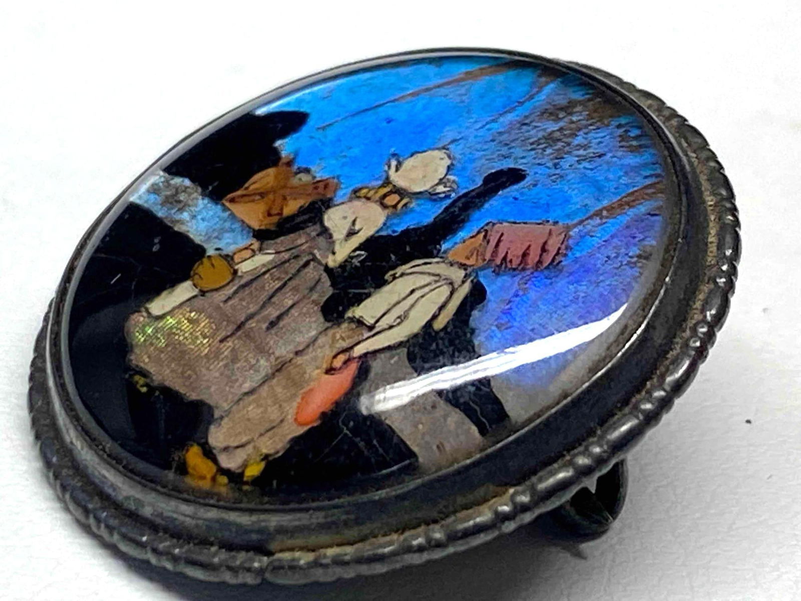 1920's Vintage Butterfly Wing Sterling Dutch Boy & Girl Brooch: The following Vintage treasure has been tested and researched prior to listing. Please view all our pictures prior to bidding they are part of our description . Happy bidding Metal - 925 Silver Color