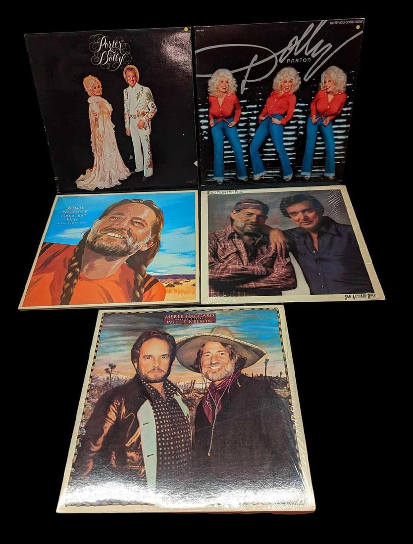 5 Vintage Dolly Parton & Willie Nelson LPs (1 of 12)