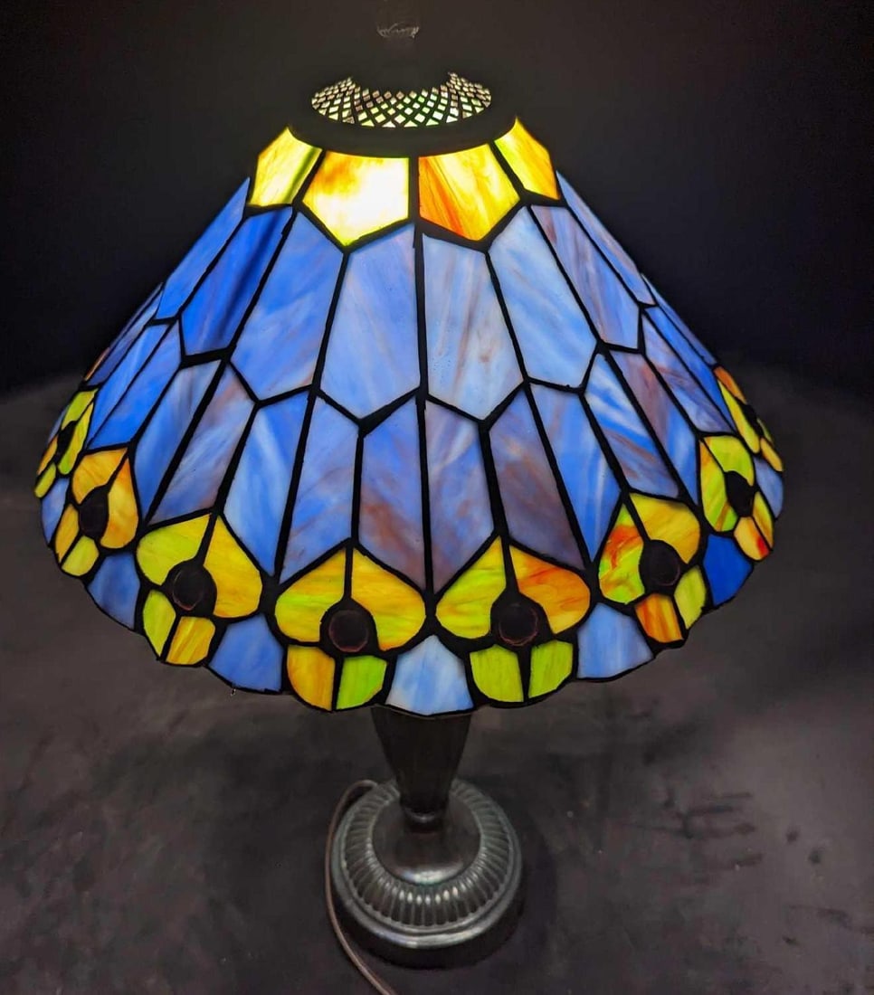 Jeweled Peacock Tiffany Style 24" Table Lamp B (1 of 10)