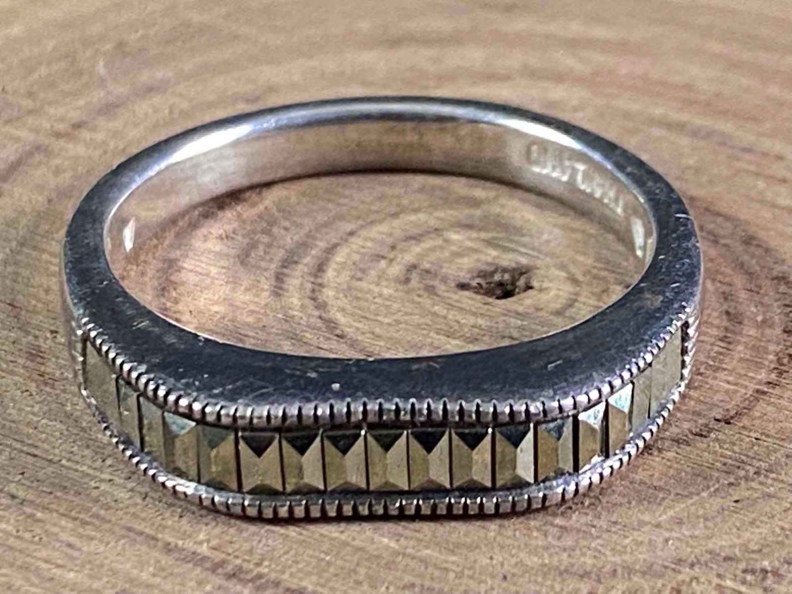 Vintage Sterling Silver Marcasite Ring / Band: This fine piece of vintage jewelry has been researched and tested . Please review all our pictures they are part of our description . Happy Bidding Metal - Sterling 925 Color - Silver Maker - Unknown 