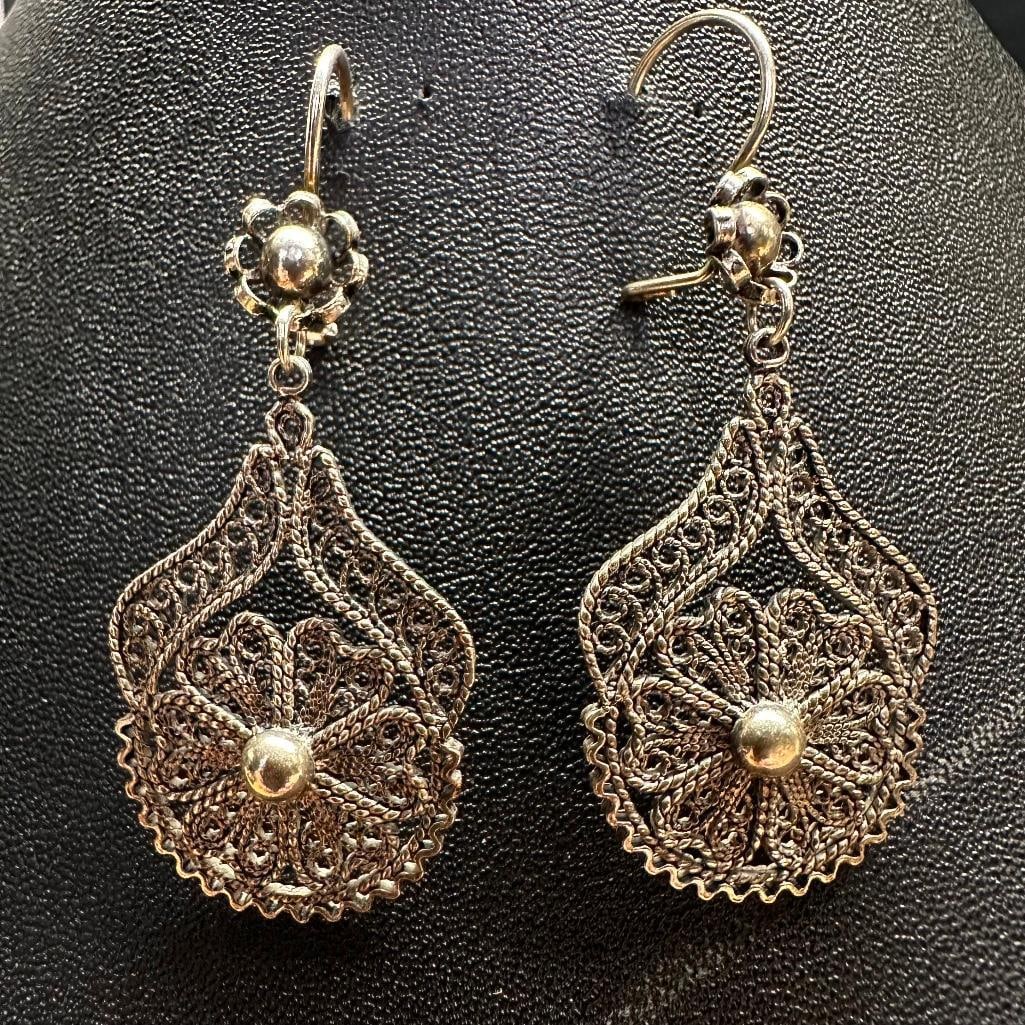 Sterling Silver Filigree Dangle Earrings (1 of 2)