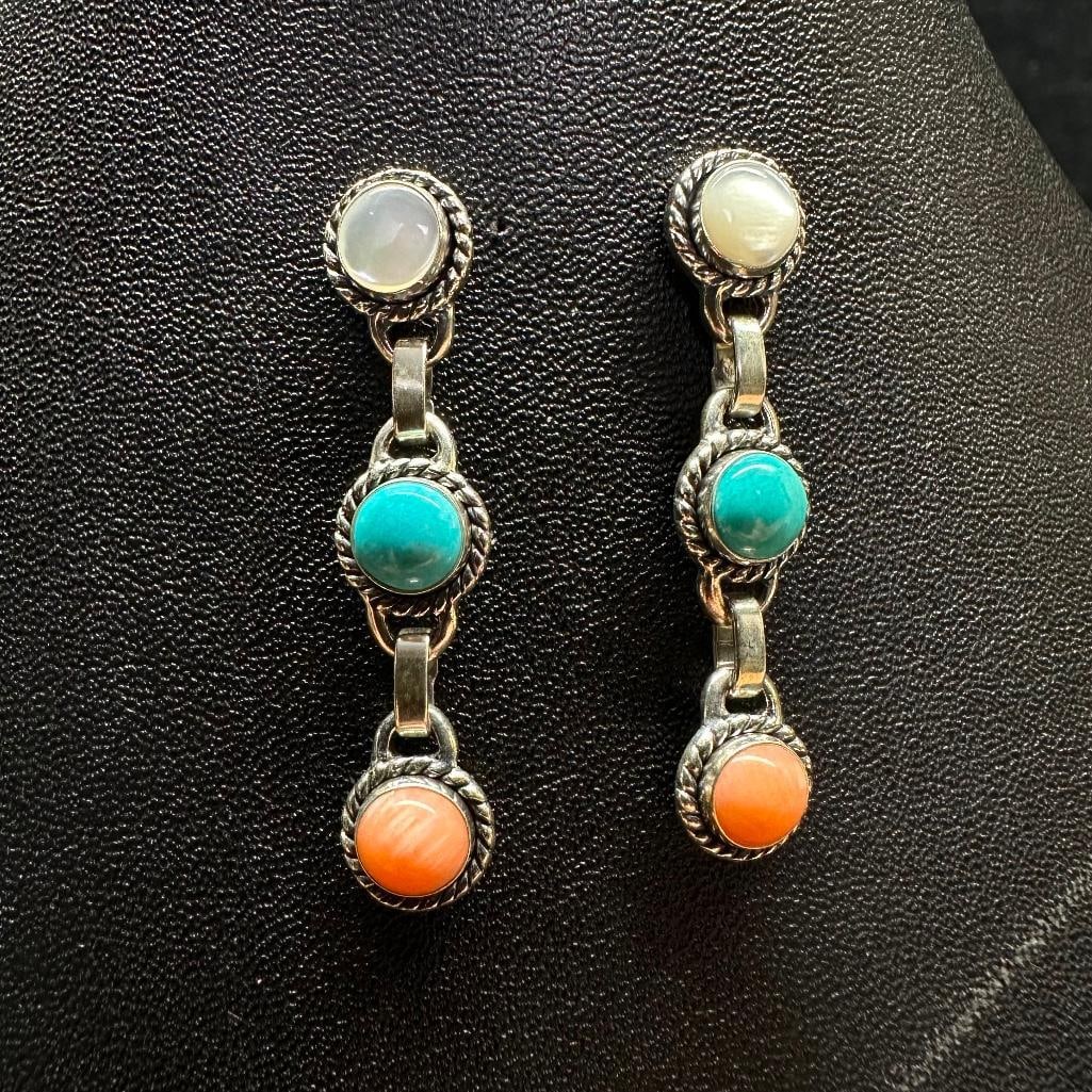 Sterling Silver Multi Stone Dangle Earrings (1 of 2)