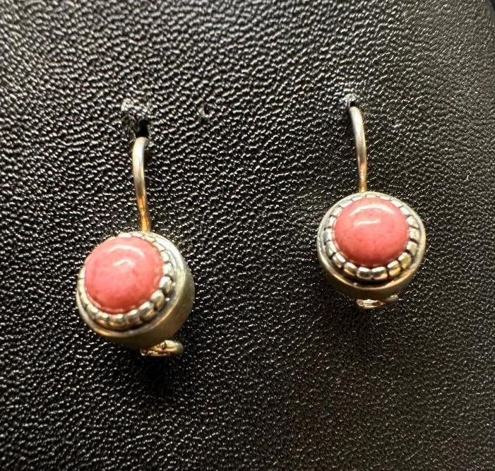 Sterling Silver Pink Stone Earrings (1 of 2)