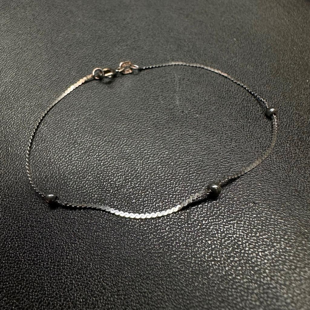 Sterling Silver Thin Chain Bracelet Round Beads (1 of 2)