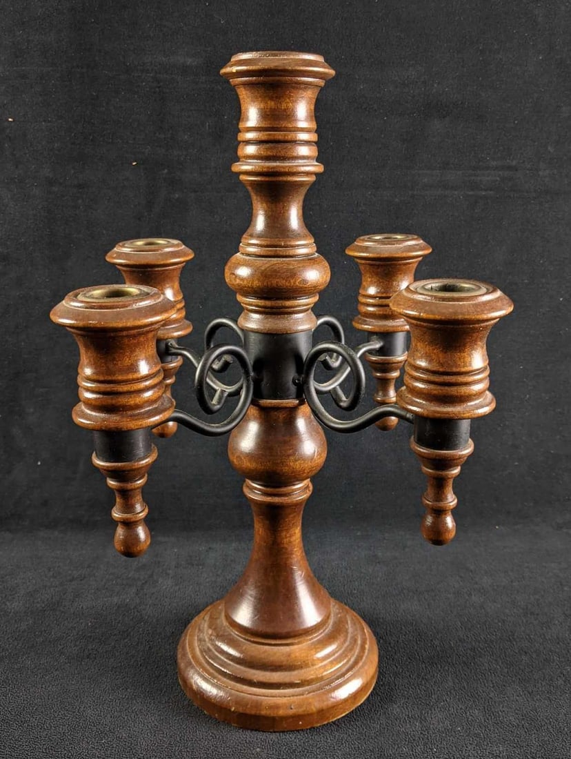 Wooden Candle Holder Five Candle Candelabra (1 of 5)