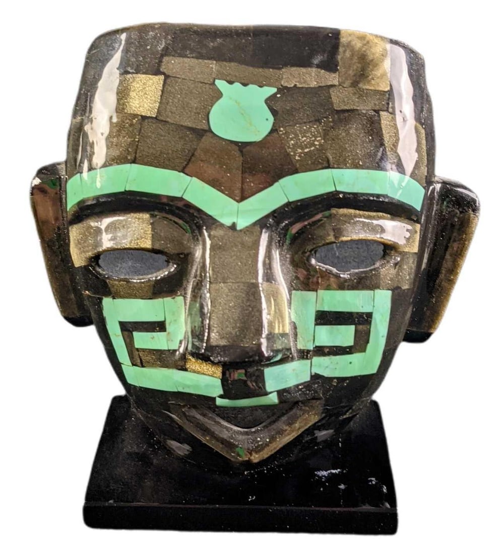 Aztec Reproduction Mosaic Inlaid Turquoise Natural Stone Mask (1 of 6)