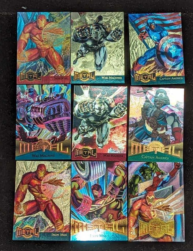 9 Iron Man War Machine Captain America Metal Marvel Cards (1 of 11)