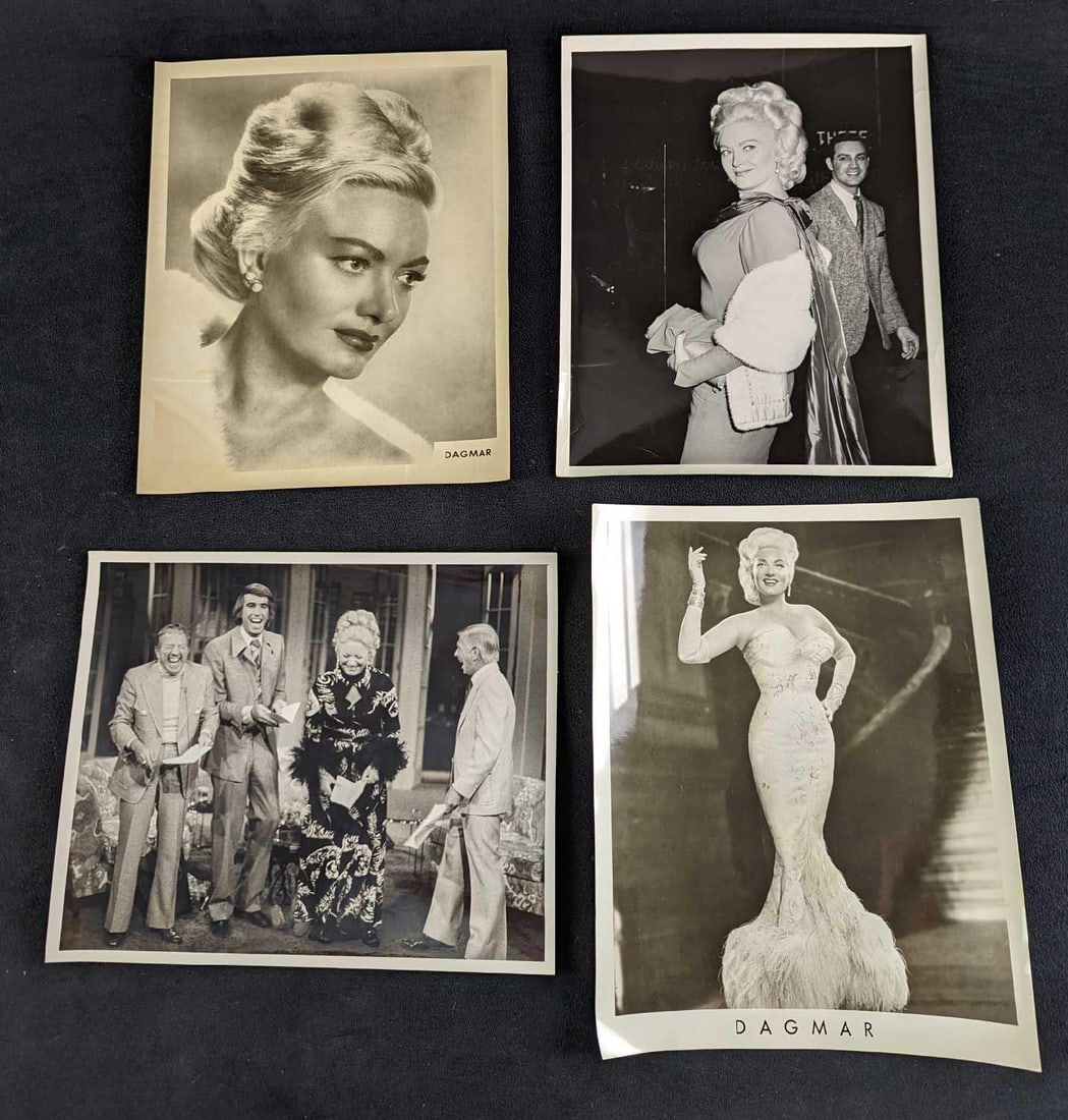 4 Black & White Publicity Photos Of Actress Dagmar: Here are four black and white publicity photos of Virginia Ruth "Jennie" Lewis (November 29, 1921 – October 9, 2001), known professionally as Dagmar, who was an American actress, model, and