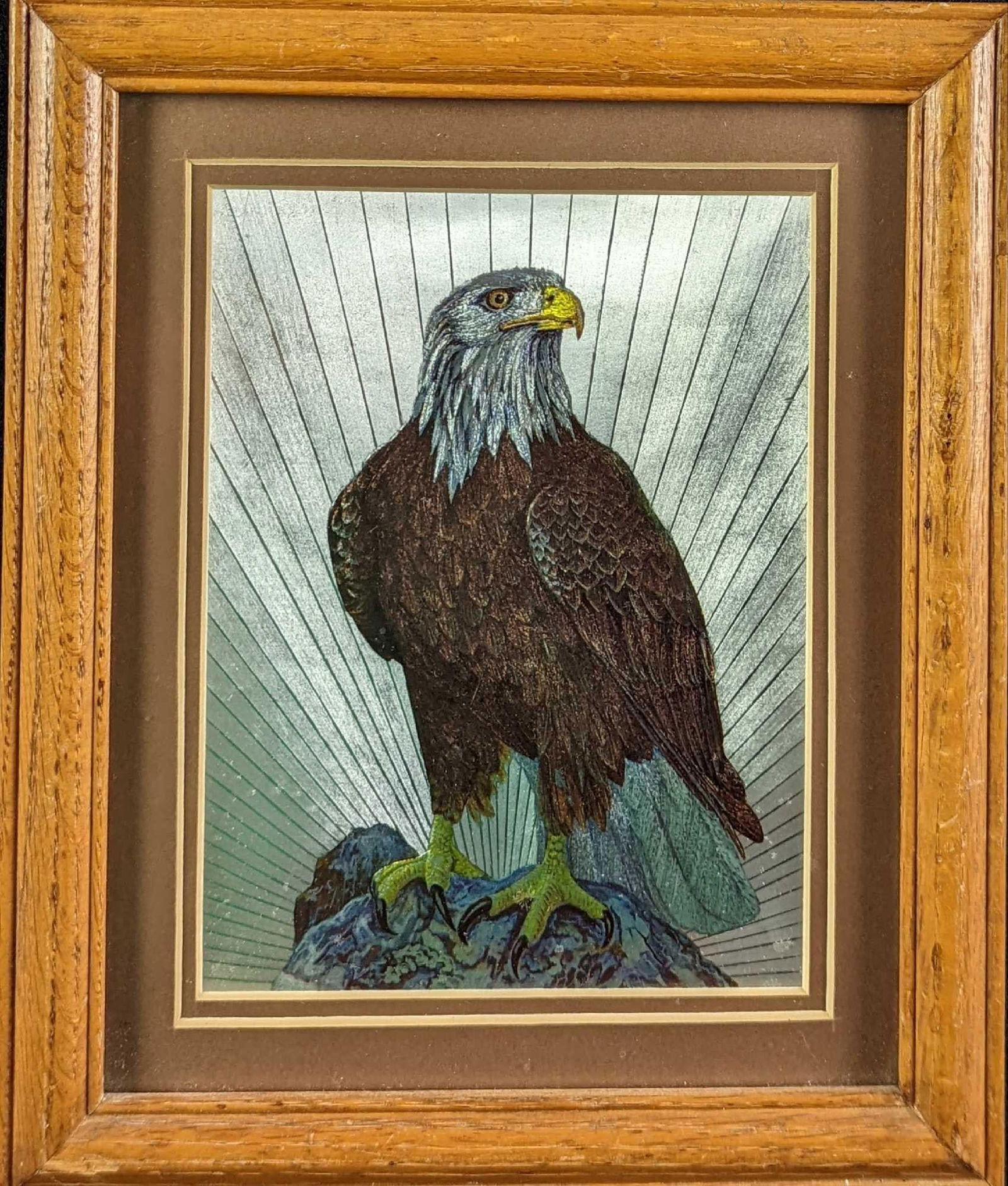 Framed Vintage Dufex English Foil Bald Eagle Print (1 of 6)