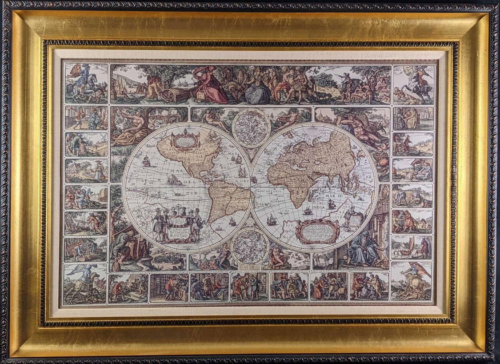Framed Vintage Style Visscher Commander Repro Map (1 of 6)