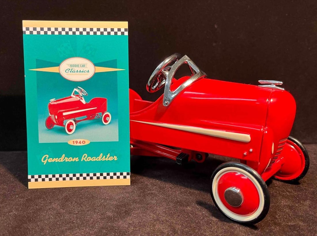 1996 Kiddie Car Classic "1940 Gendron Pioneer Roadster" With Hallmark Card: This lot contains a 1996 Kiddie Car Classic "1940 Gendron Pioneer Roadster" With Hallmark Card. It is approx 6" x 2 1/4" x 3 1/4" and it weighs about 1lb. Overall the Kiddie Car Cl