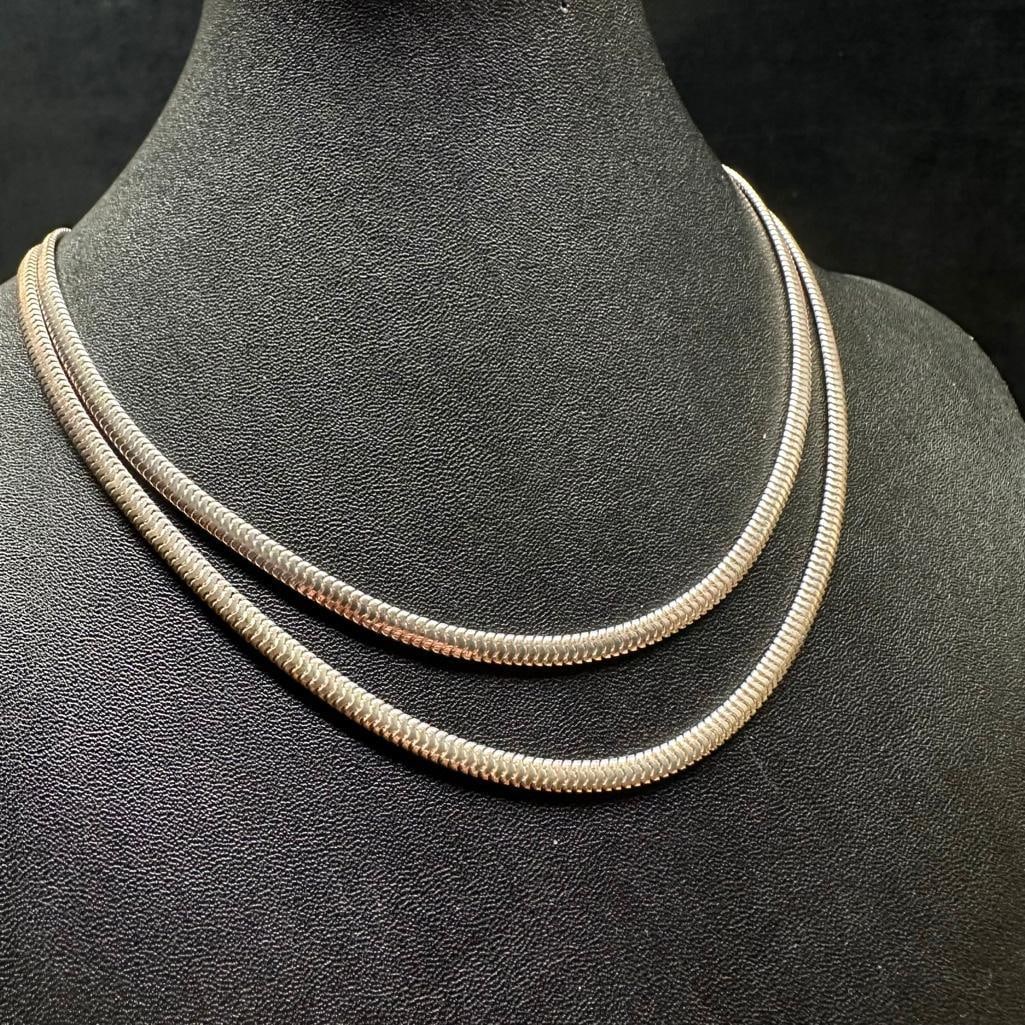 Sterling Silver Herringbone Necklace 36" (1 of 3)