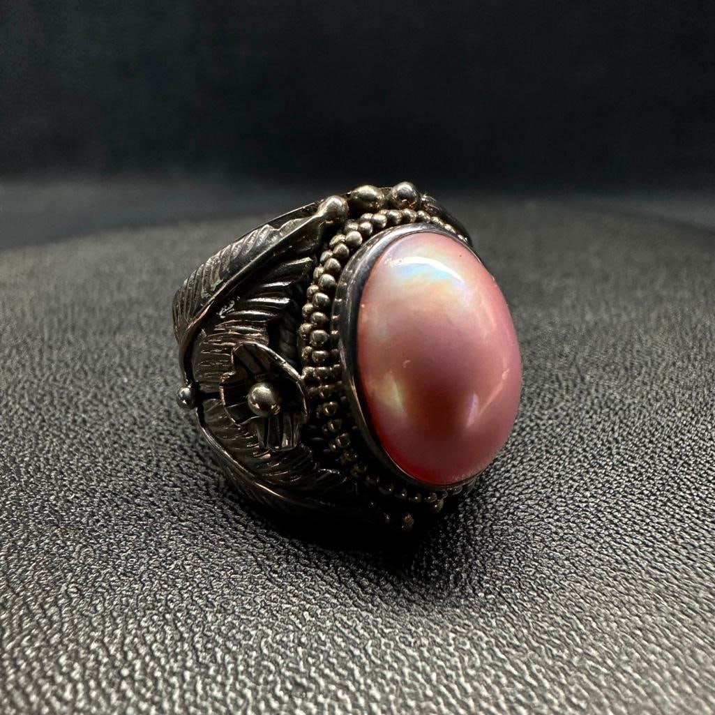 Sterling Silver Pink Pearl Ring (1 of 3)