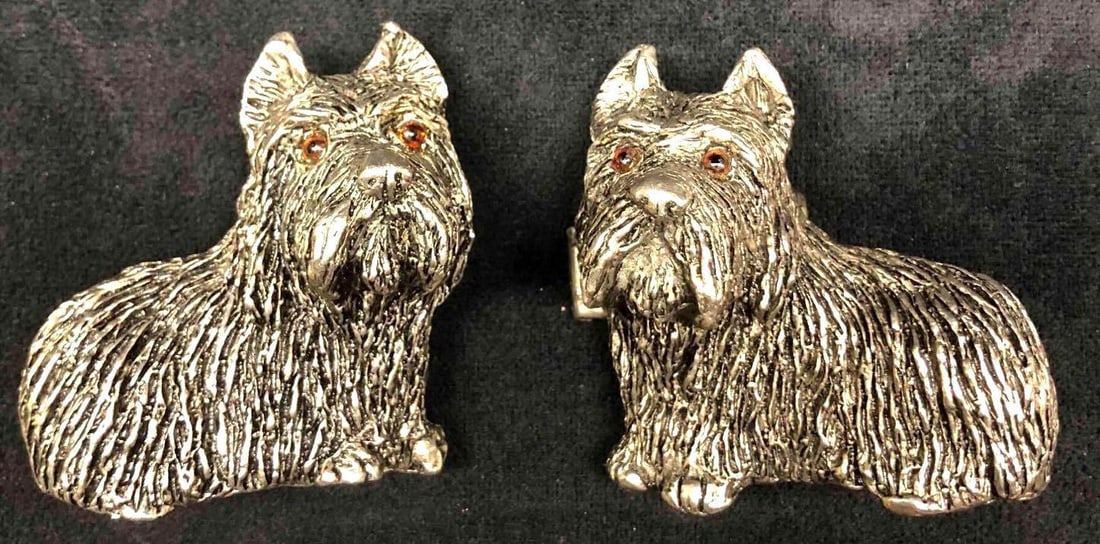 MiMi Di N Metal Scottish Dog Belt Buckle With Glass Eyes  Two Parts (1 of 5)