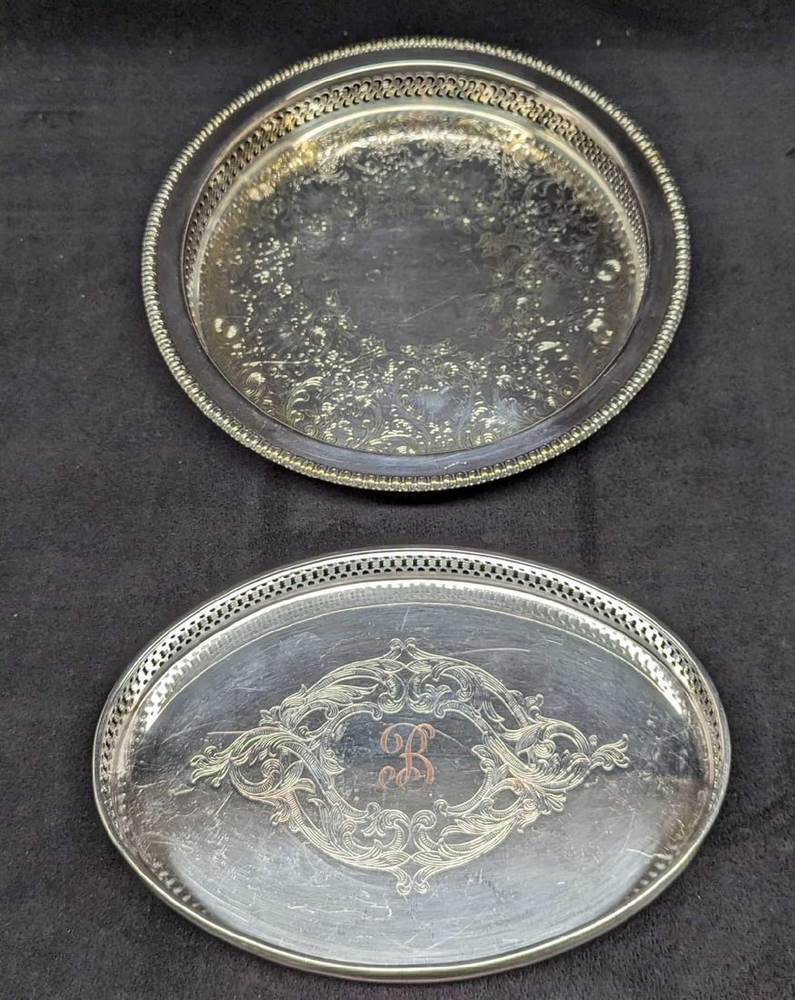 Vintage Silver Plate Gallery Tray & Footed Tray (1 of 6)