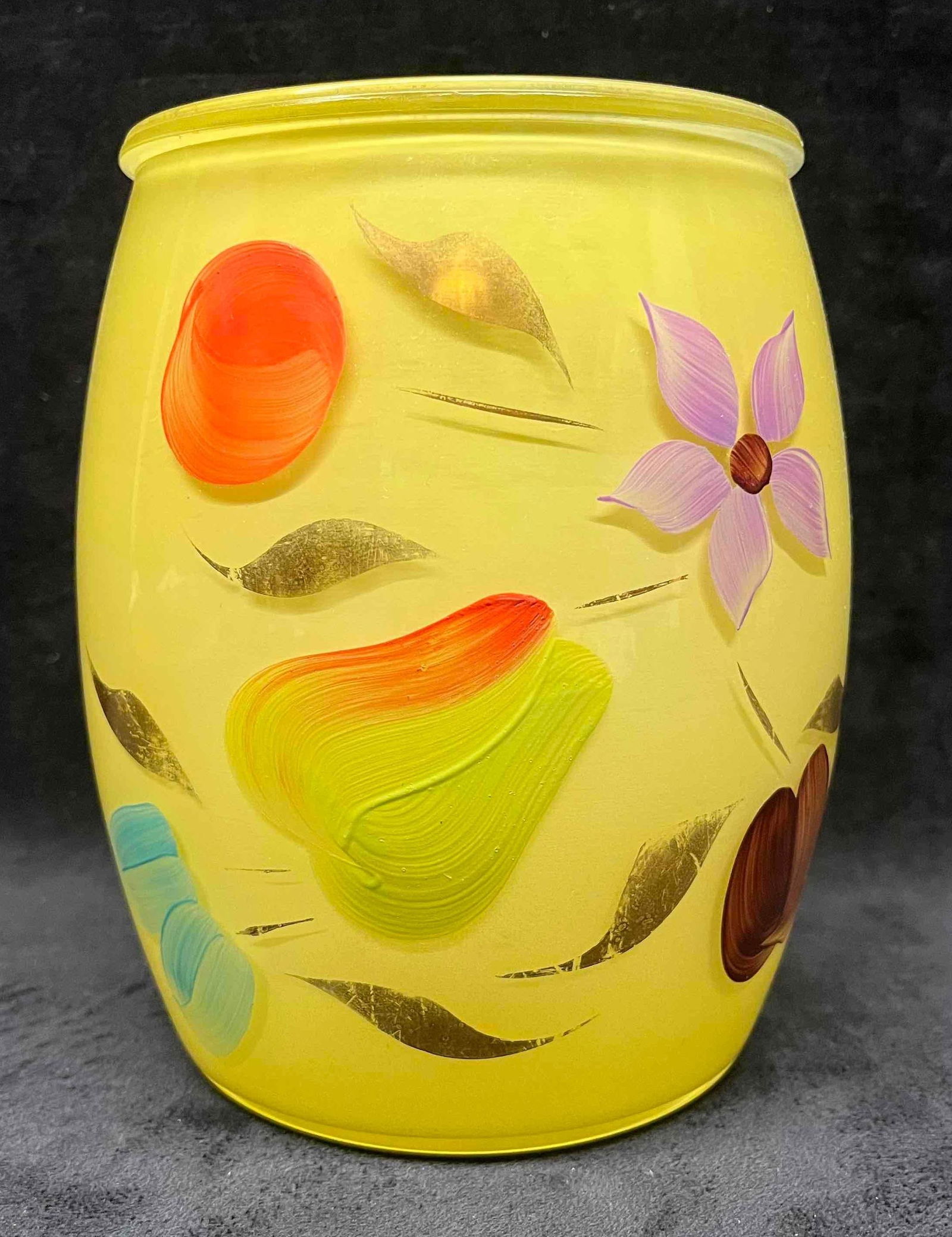 Vintage Bartlett Collins Yellow Glass Cookie Jar No Lid (1 of 10)