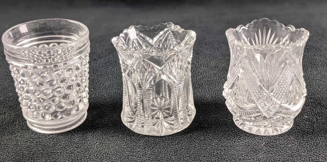 Three Clear Glass Pod Vases Or Toothpick Holders (1 of 9)