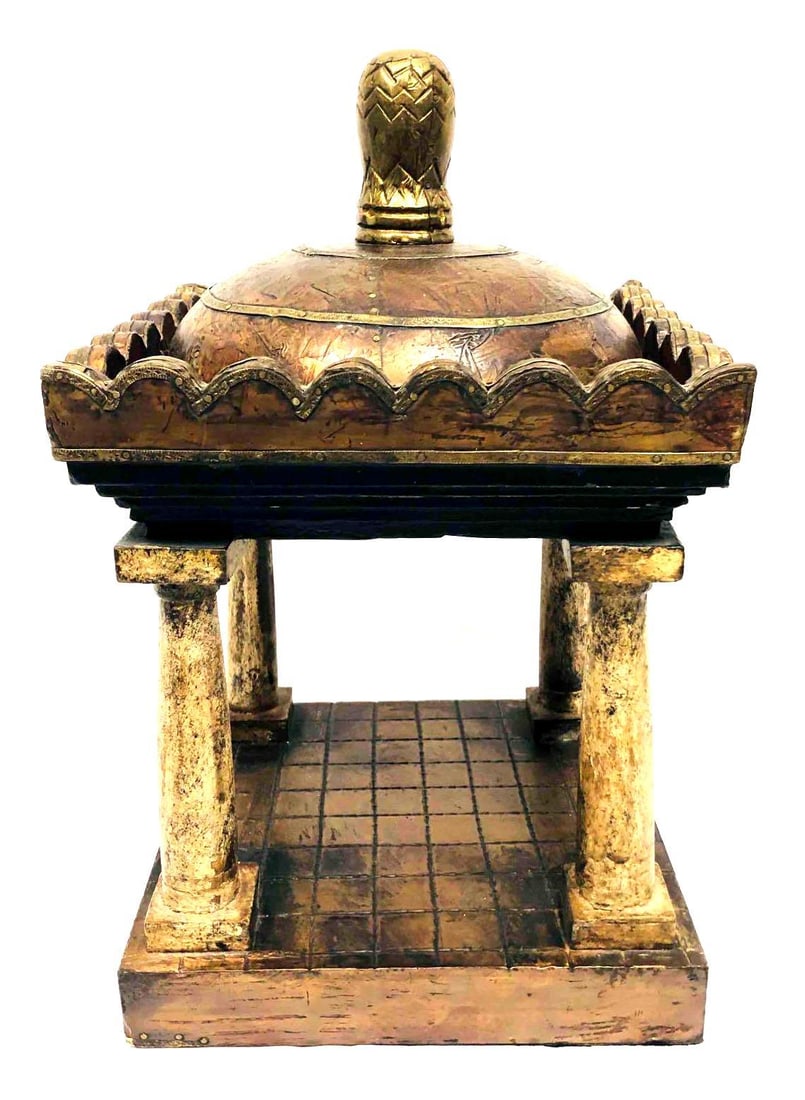 Handcrafted Brass & Wood Pagoda Decor Piece (1 of 13)
