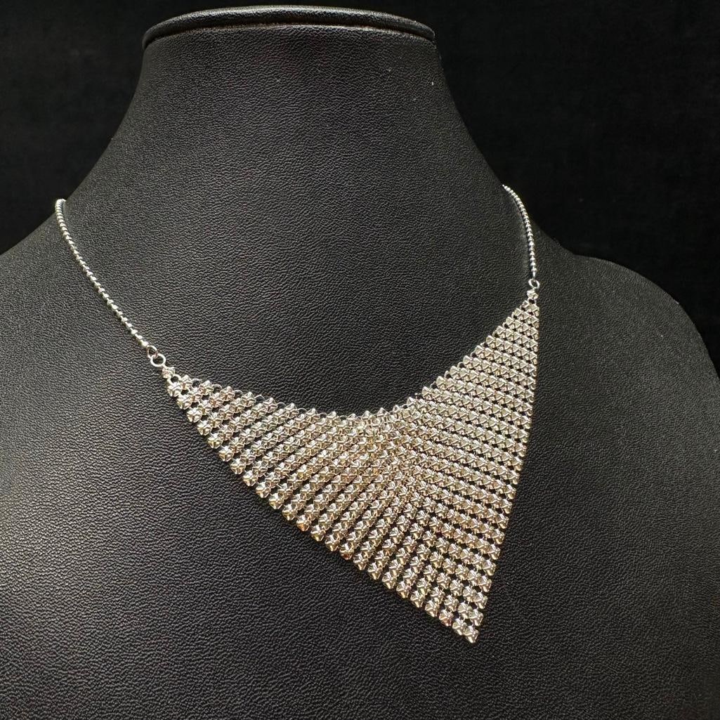 Sterling Silver Bead Link Mesh Necklace (1 of 3)