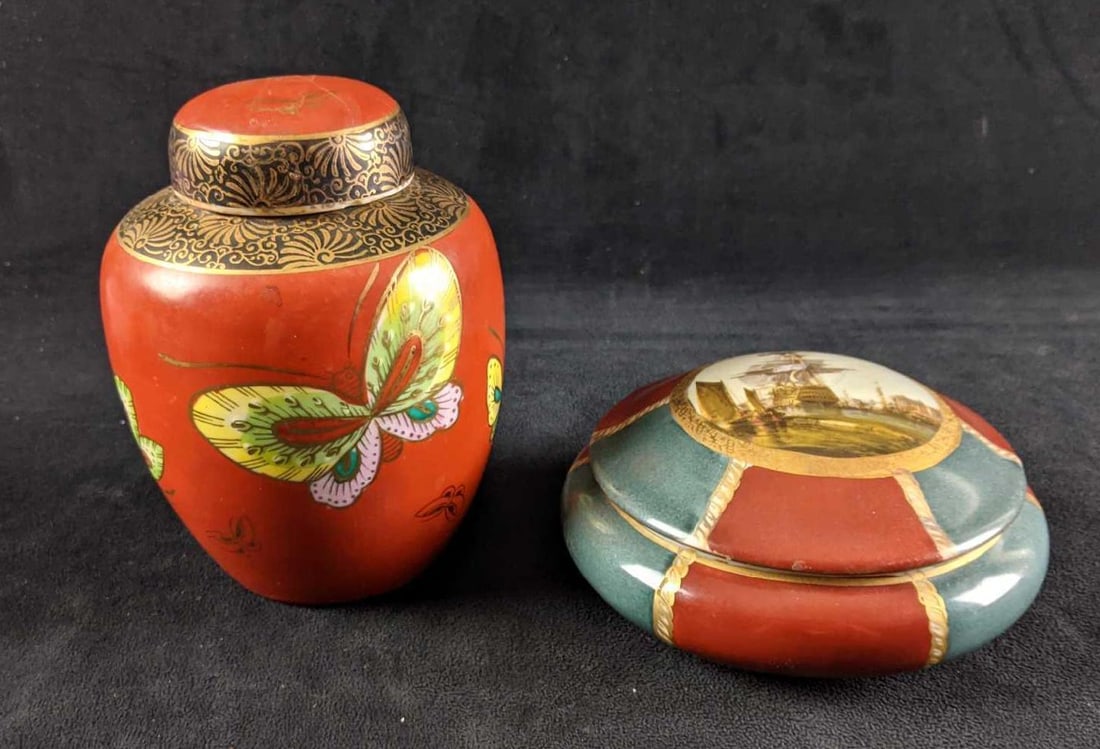 Decorative Lidded Jars with Gold Accents (1 of 8)