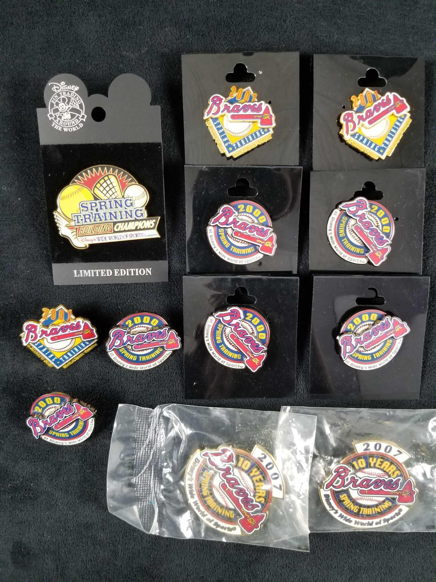 Lot of 13 Vintage Disney Baseball Spring Training Atlanta Braves 2000 2001 2007 Champions: Lot of 13 Vintage Disney's Wide World Of Sports Spring Training Braves 2000 2001 2007 Champions The lot features a variety of Disney Braves Spring Training pins. The pins are in excellent conditio