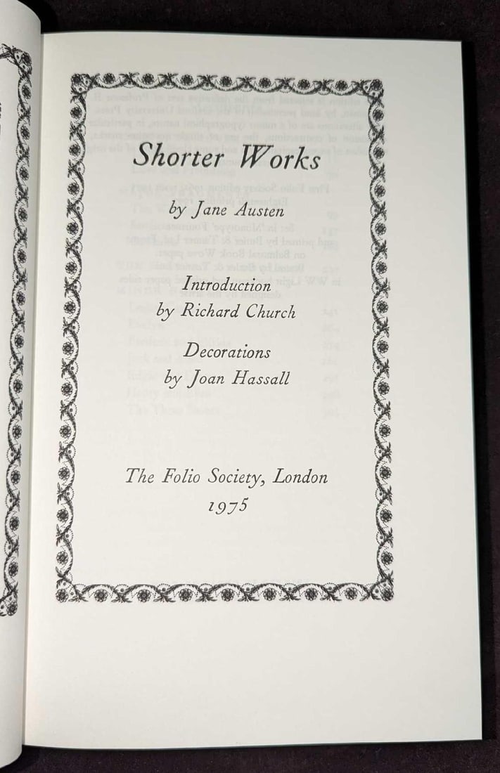 Shorter Works By Jane Austen Folio Society Hardcover (1 of 8)