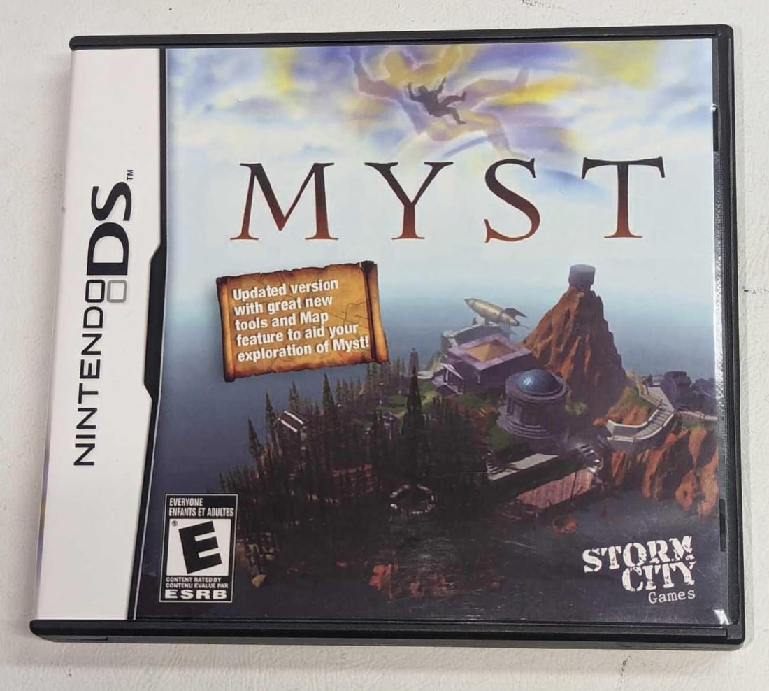 Nintendo DS Myst: Nintendo DS Myst. The game card comes in its original box that is approx 5 3/8" x 1/2" x 5" and it weighs 0.19lb. The case has some shelf wear. Made for the USA, Canada, Mexico, and Latin