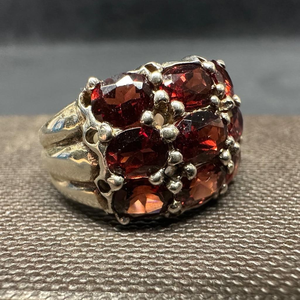 Six Oval-Cut Garnet Sterling Ring (1 of 3)