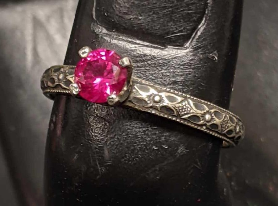 Silver Ruby Ring With Ornate Band (1 of 6)