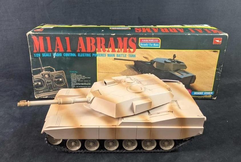 Remote Control M1 A1 Abrams Desert Storm Repair Or Parts: Remote Control M1 A1 Abrams Desert Storm 1/20 Scale Tank. Fully assembled and ready to run. Actual speed up to 12.5mph. Powerful enough to scale a 45-degree slope. Strong light damage resistance. Poly