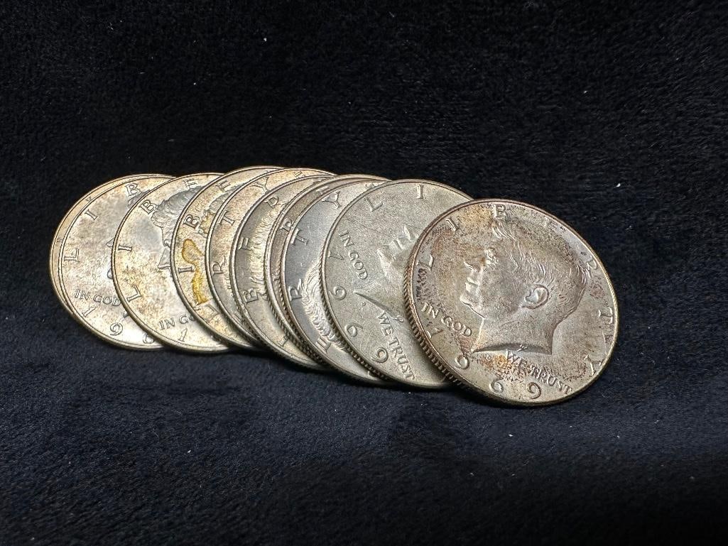 10 Kennedy Half Dollars 1965-1969 (1 of 2)