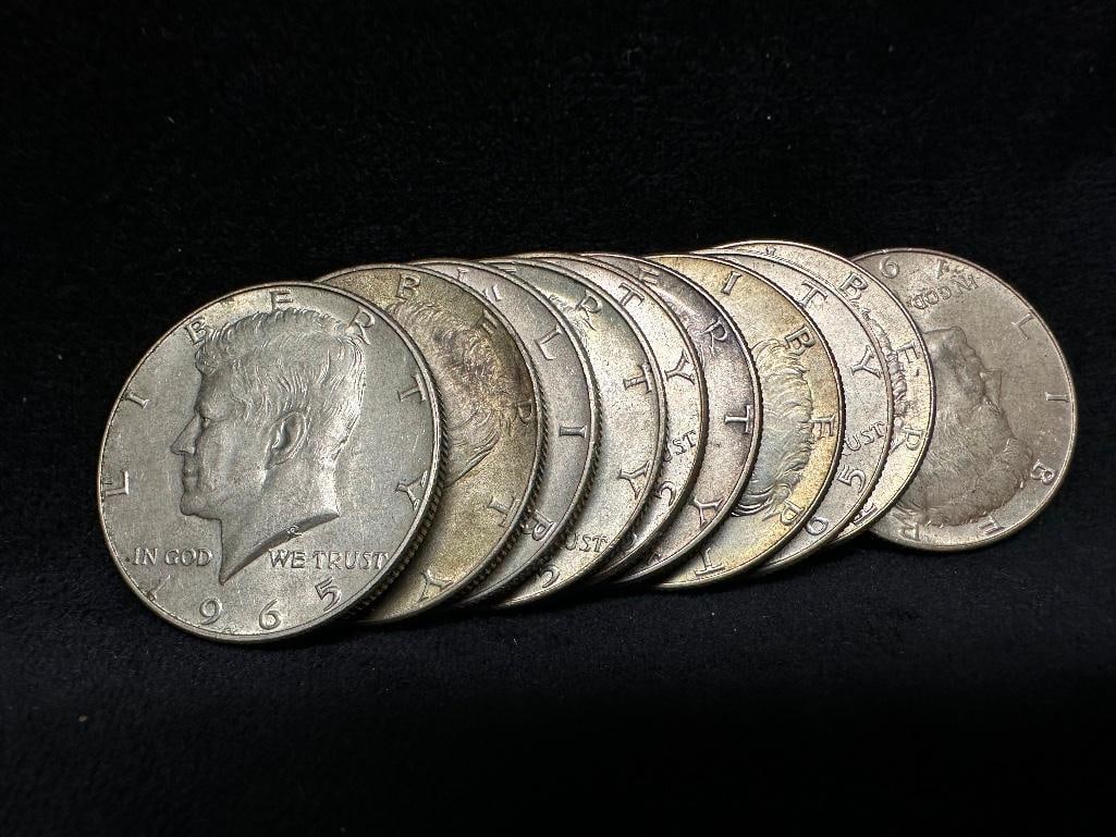10 Kennedy Half Dollars 1965-1969 (1 of 2)