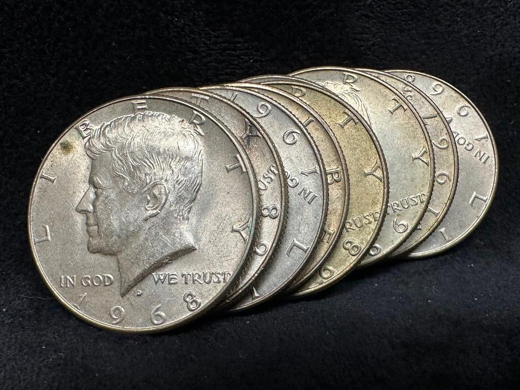 10 Kennedy Half Dollars 1965-1969 (1 of 2)