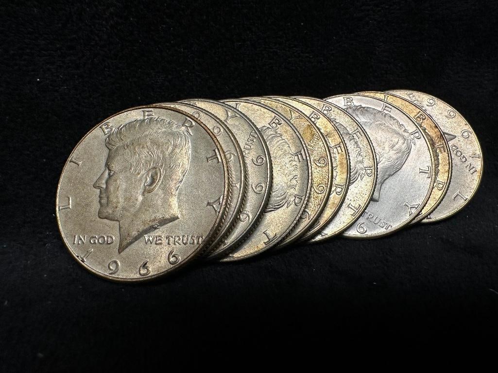 10 Kennedy Half Dollars 1966 P (1 of 2)