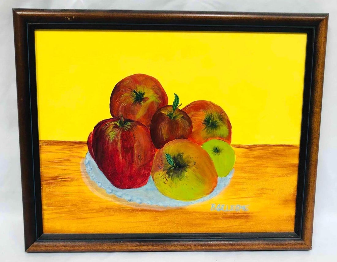 Apple Painting Acrylic On Canvas Signed (1 of 8)
